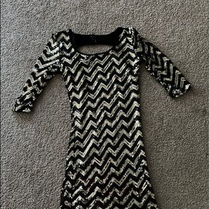 Black & Gold Backless Cocktail Dress